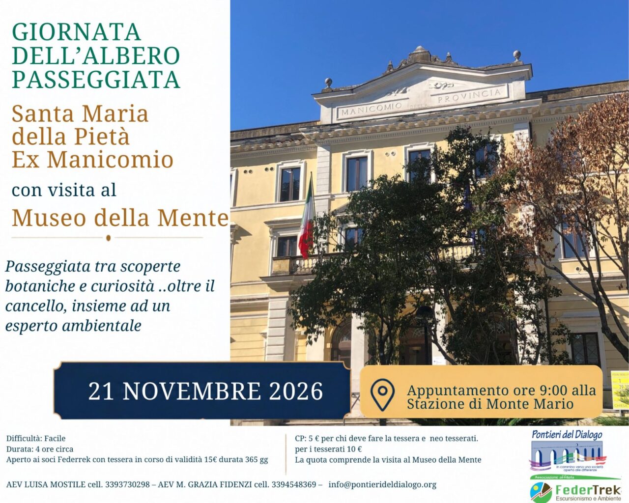 Giornata Nazionale dell’Albero Passeggiata Botanica a Santa Maria della Pietà: tra natura e curiosità … Oltre il Cancello
